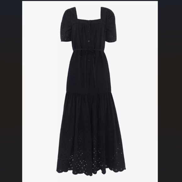 Whistles Dresses & Skirts - WHISTLES Broderie square-neck puff-sleeve cotton midi dress, Size 2
